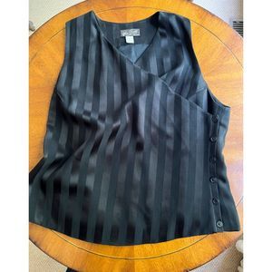 Black wool Jaquard Vest - Side Button - Henri Bendel